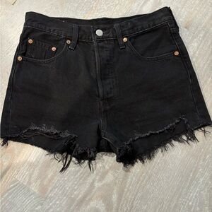 Levi's Black Frayed Jean Shorts